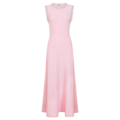 Summer Ladies Internet Popular Slim-Fitting Slimming Rhinestone Sleeveless Maxi Dress Women