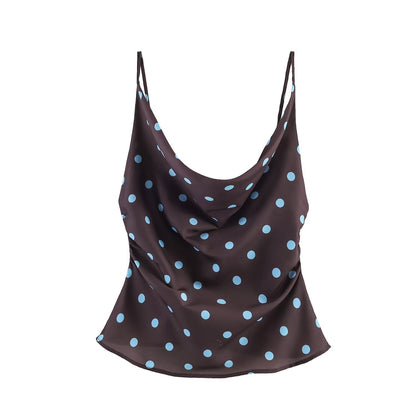 Women Clothing Drape Polka Dot Brace Top