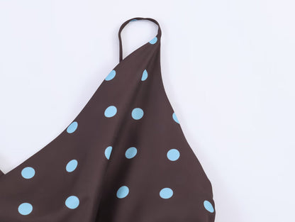 Women Clothing Drape Polka Dot Brace Top