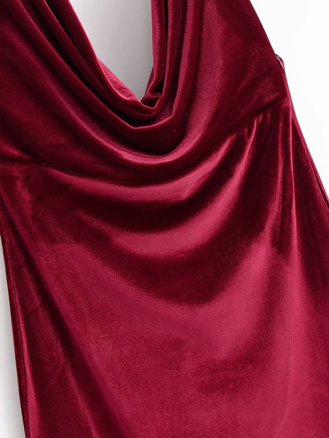 Women Clothing Summer French Design Backless Wine Red Dress