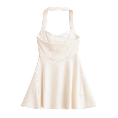 Women Clothing Summer Sexy Backless Hanging Collar Wide Swing Dress