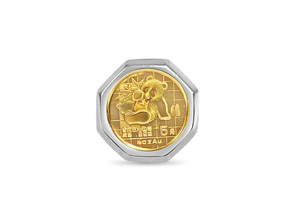 Fancy Ladies Solid White/Yellow/Rose Gold Handmade Coin Ring , Chinese Panda Bear Coin ,