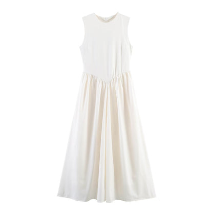 Women Summer Solid Sleeveless Midi Dress