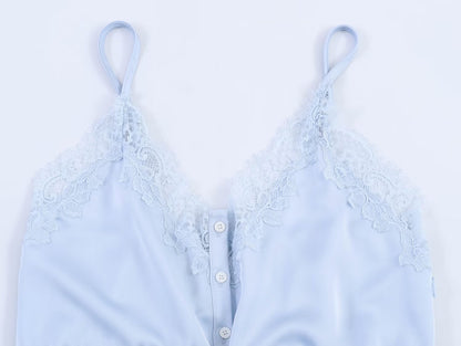 Women Clothing Lace Decorative Silk Satin Texture Top Camisole