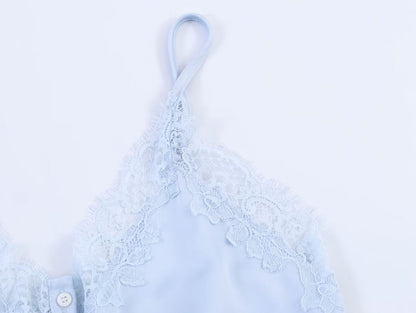 Women Clothing Lace Decorative Silk Satin Texture Top Camisole