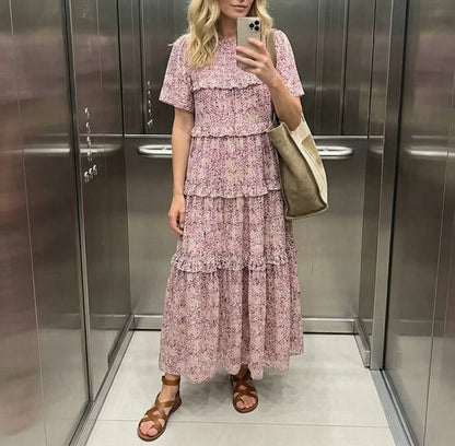 Women Clothing Summer Rayon Printed Cake Bohemian Casual Dress