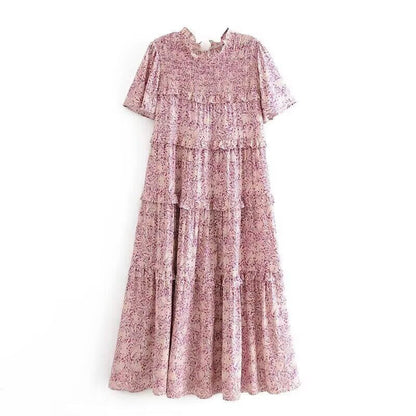 Women Clothing Summer Rayon Printed Cake Bohemian Casual Dress