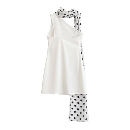 Women Clothing Summer Sexy Sexy Polka Dot Hanging Collar Dress