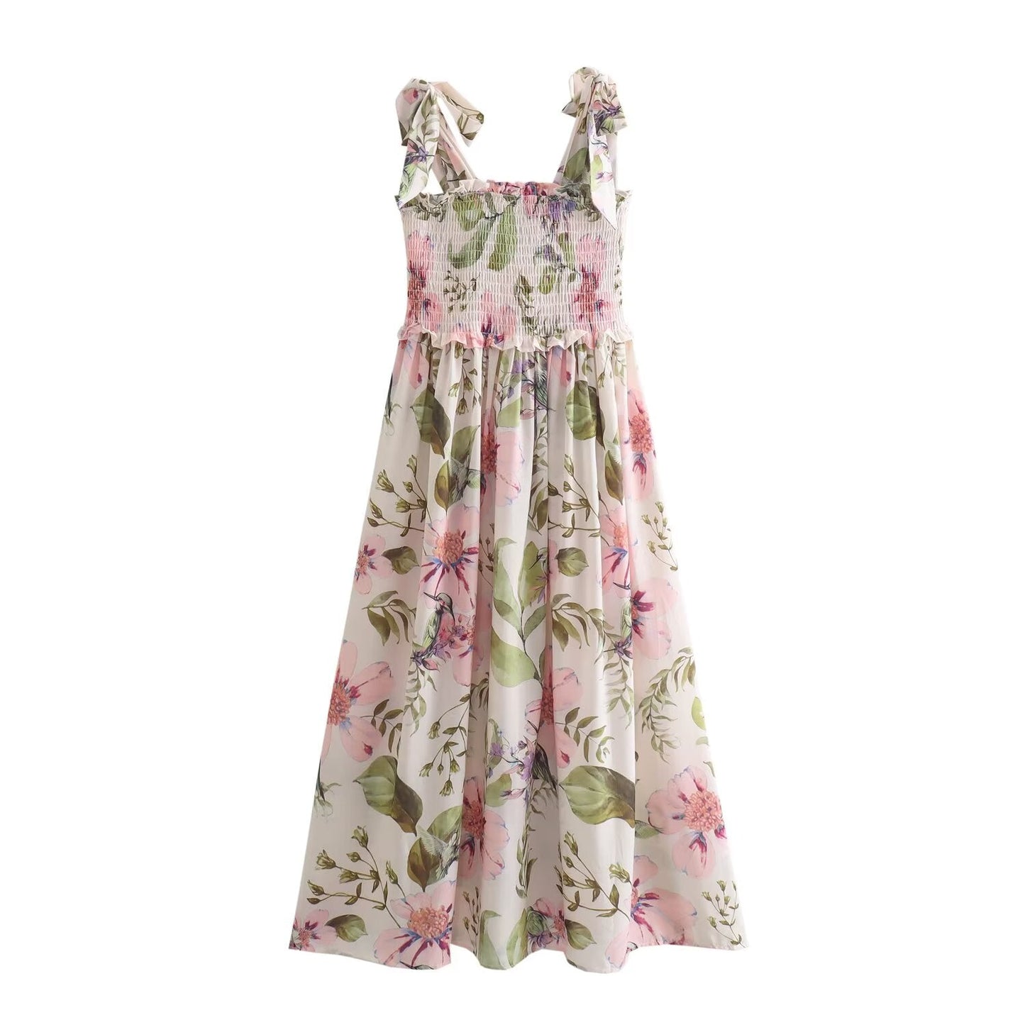 Women Design Print Lace up Dress