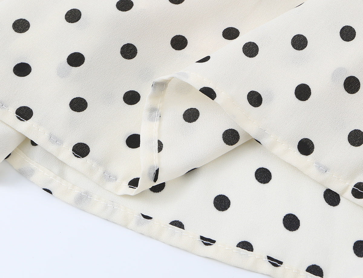 Side Slit Strap Dress for Women Summer French Polka Dot Print Slim Fit Slimming Lace up Suspender Long Dress