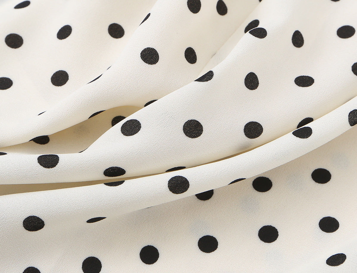 Side Slit Strap Dress for Women Summer French Polka Dot Print Slim Fit Slimming Lace up Suspender Long Dress