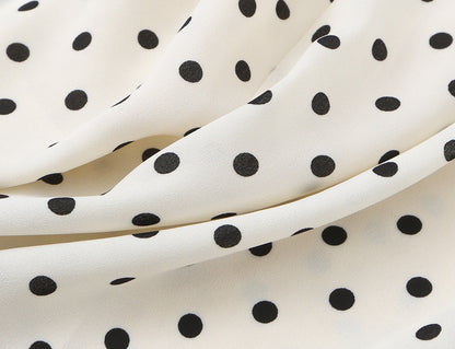 Side Slit Strap Dress for Women Summer French Polka Dot Print Slim Fit Slimming Lace up Suspender Long Dress