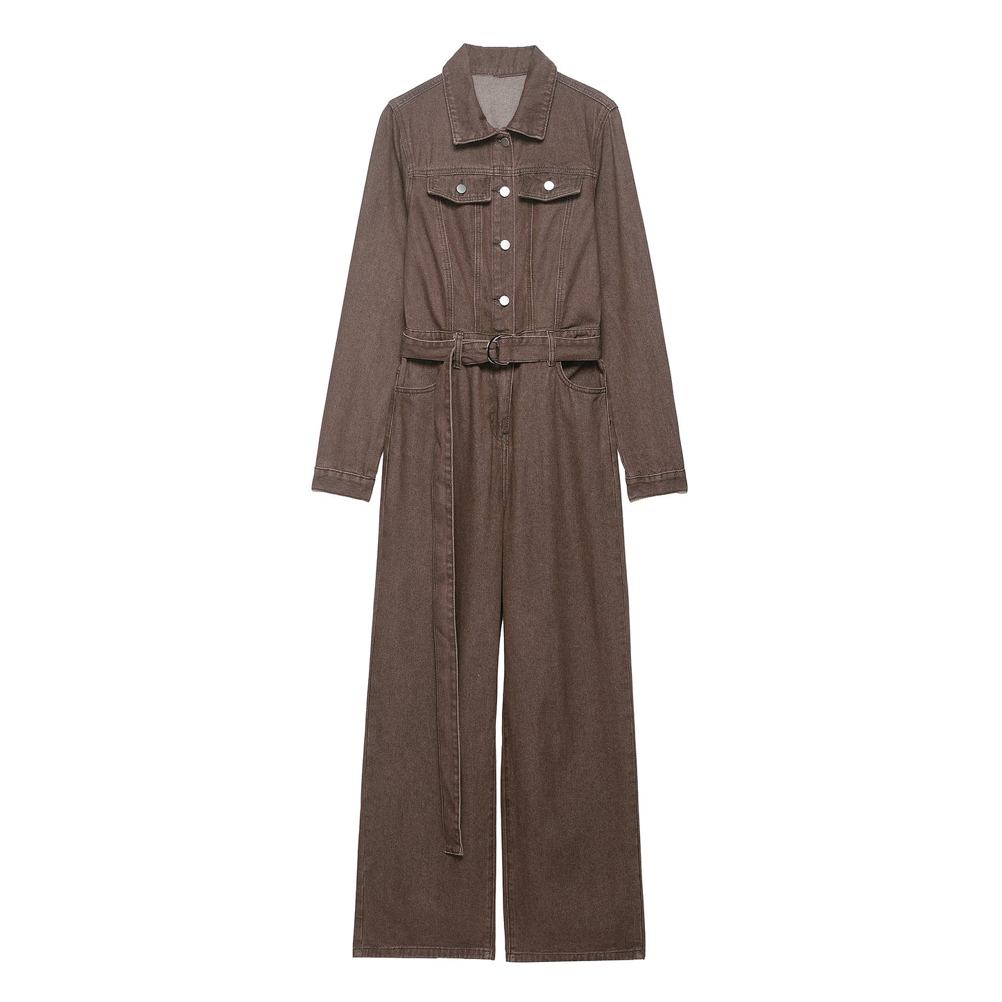 Women Clothing Summer Casual Solid Color Denim Cargo Pants Jumpsuit