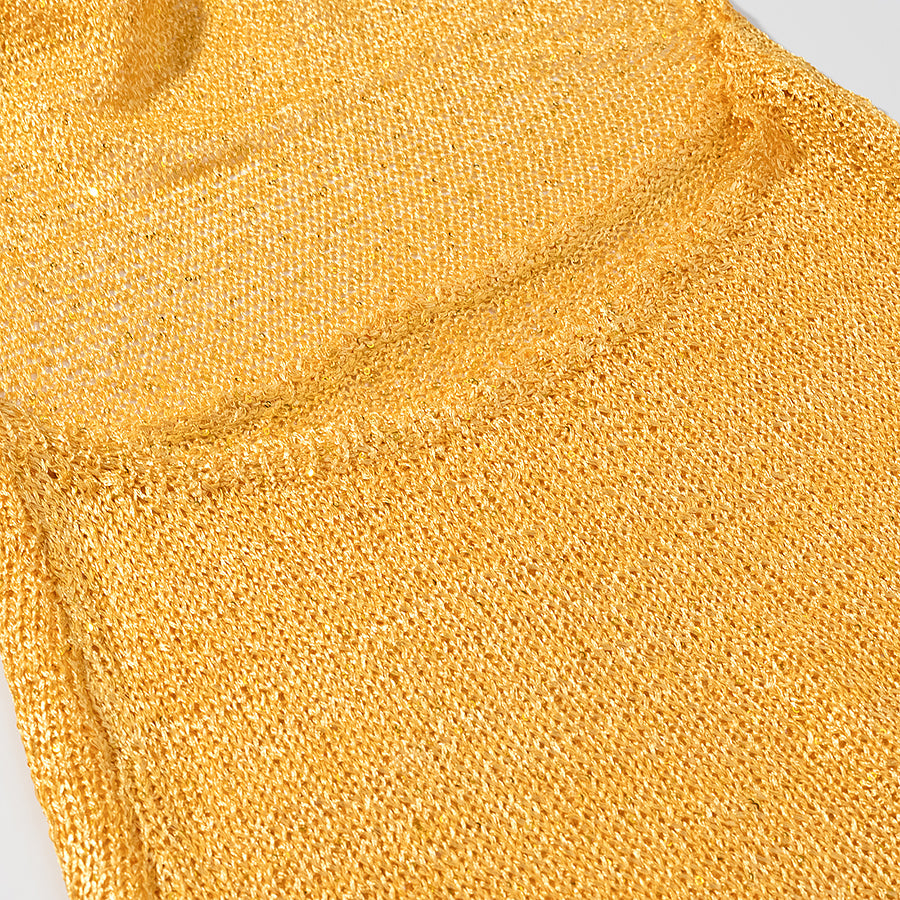 Gorgeous Thin Glittering Knitted Swing Collar Sleeveless Halter Backless Elegant Dress Women Summer Sexy Tight Waist Hip Dress