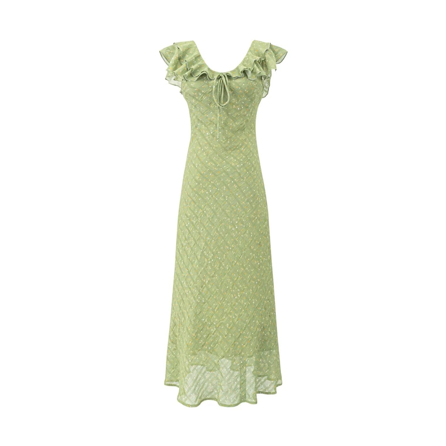 Floral Flounce V neck Summer Waist Slimming Printed Dress Long Dresses