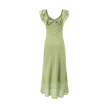 Floral Flounce V neck Summer Waist Slimming Printed Dress Long Dresses
