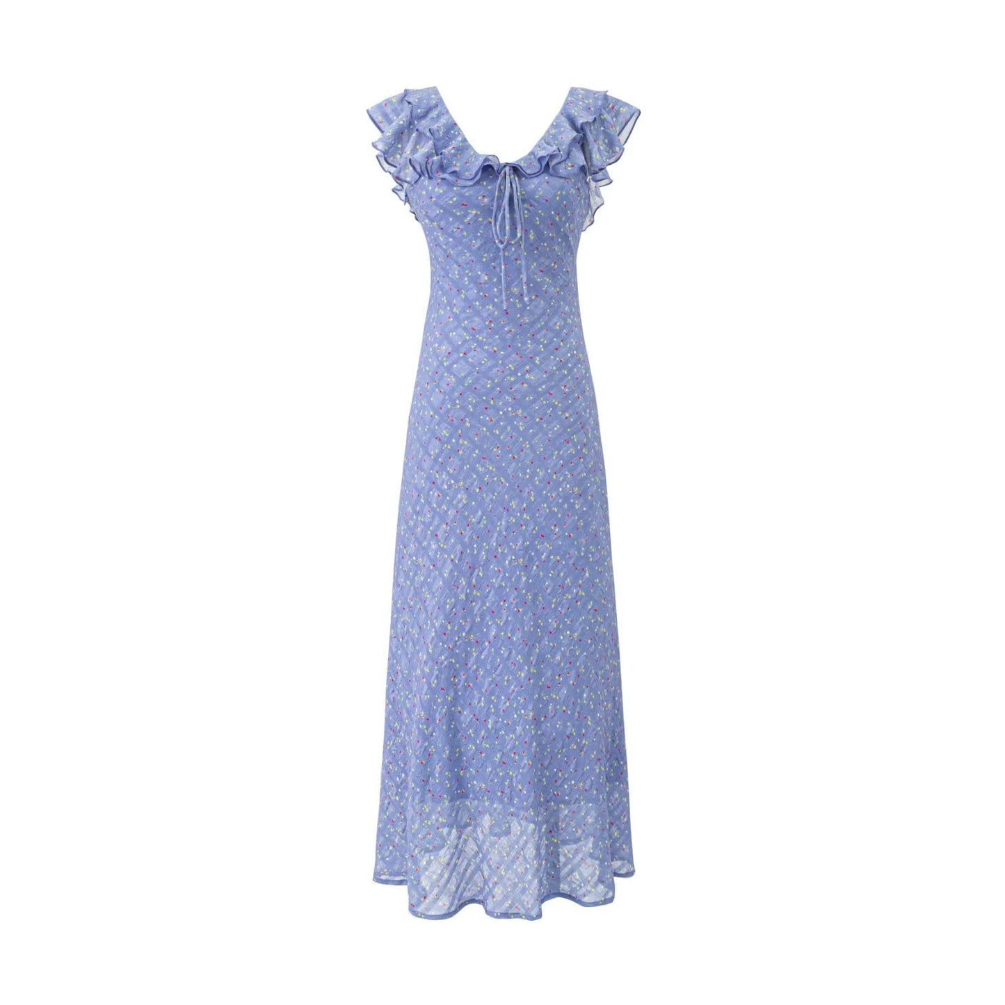 Floral Flounce V neck Summer Waist Slimming Printed Dress Long Dresses