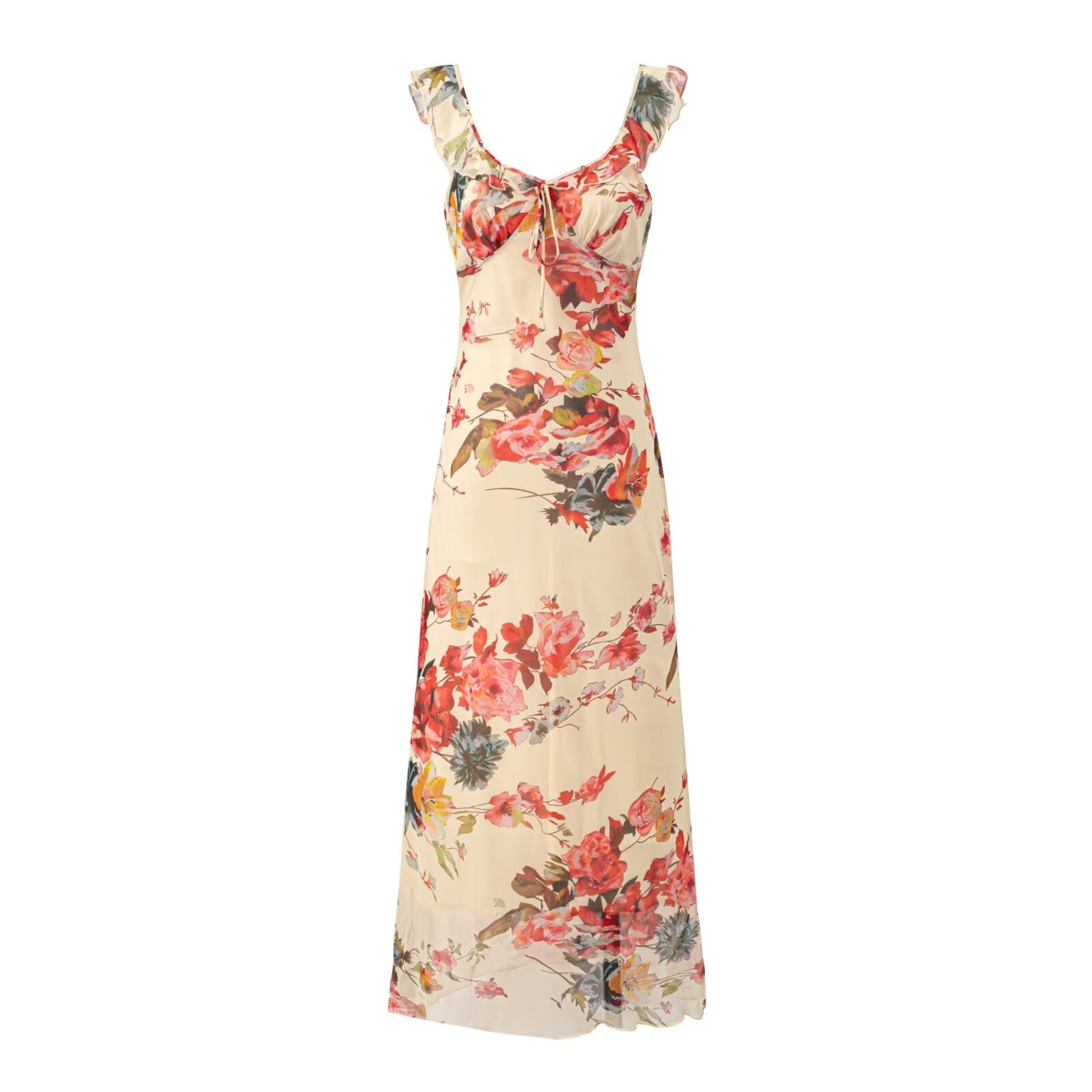 Summer Elegant Socialite Adult Lady like Woman Retro Printed Niche Vacation Slim Dress