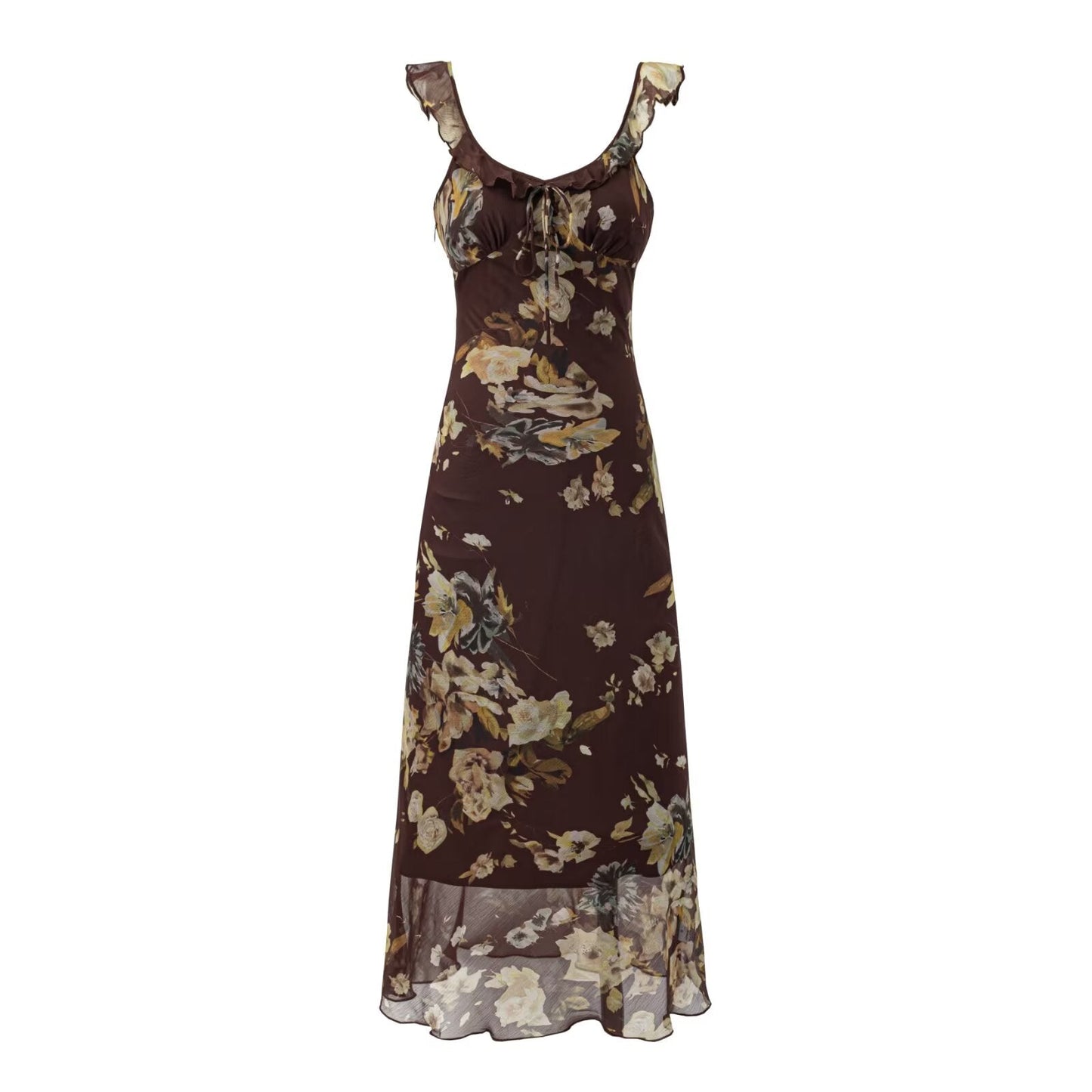 Summer Elegant Socialite Adult Lady like Woman Retro Printed Niche Vacation Slim Dress