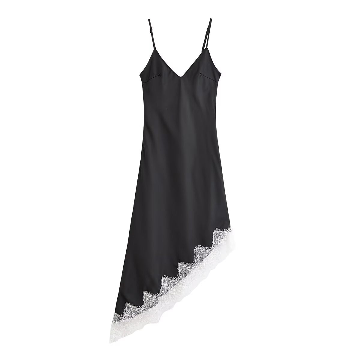 Women Clothing Western Classic Lace Texture Silk Satin Texture Dress