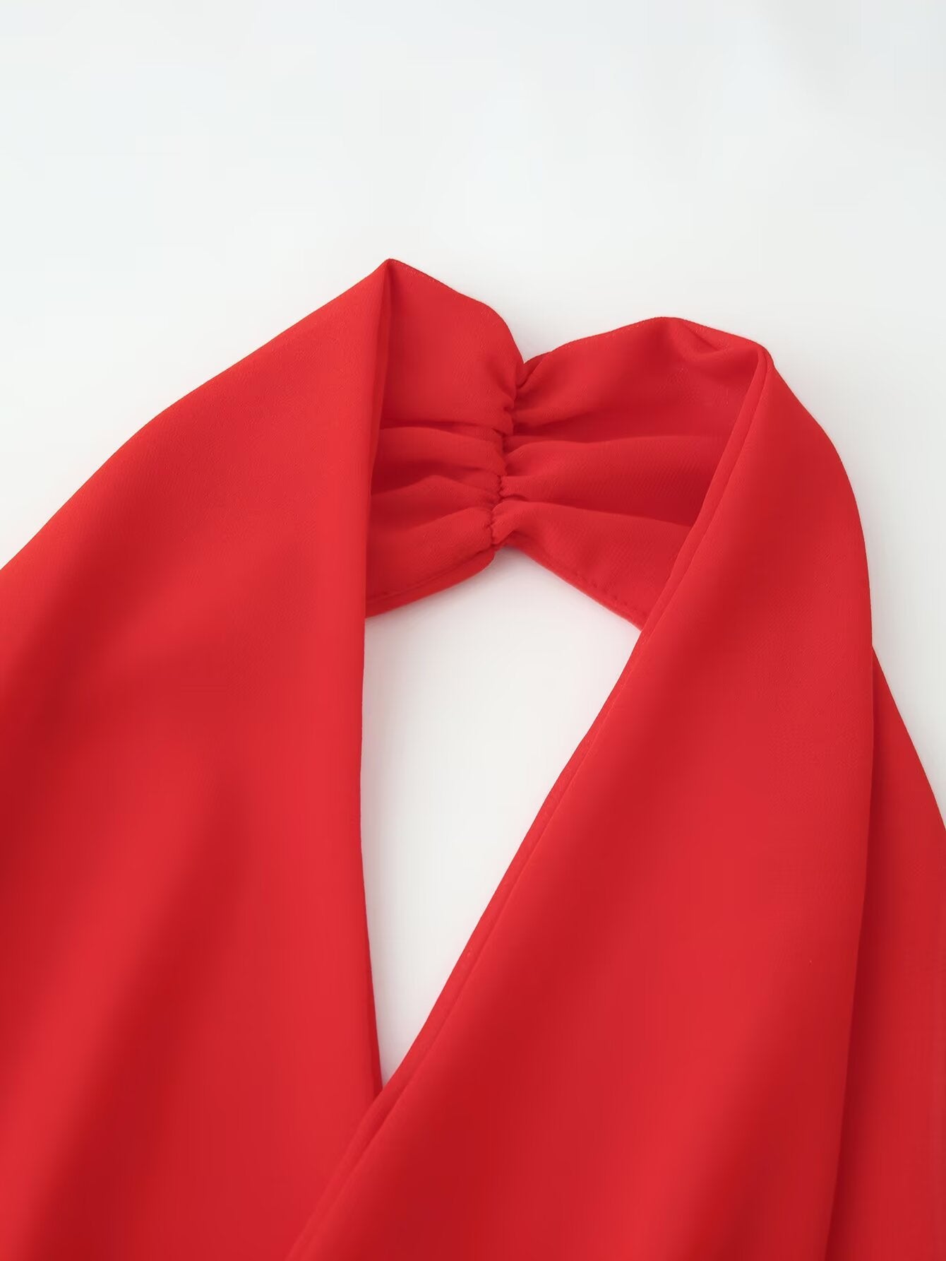 Women Clothing Slim Fit Red V neck Elegant Halter Maxi Dress