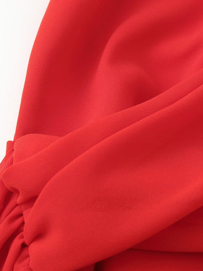 Women Clothing Slim Fit Red V neck Elegant Halter Maxi Dress