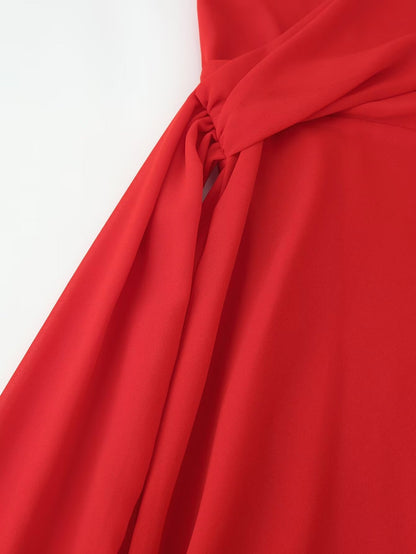 Women Clothing Slim Fit Red V neck Elegant Halter Maxi Dress