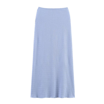 Women Summer Texture Tank Top Midi Skirt Set