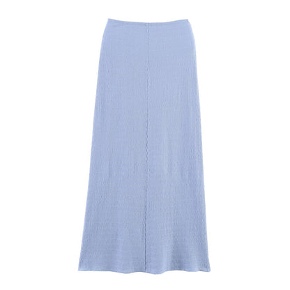Women Summer Texture Tank Top Midi Skirt Set