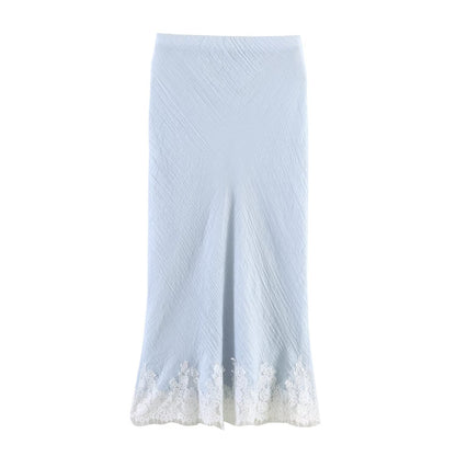 Women Clothing Western Lace Clothing Short Top Lace Midi Skirt Sets