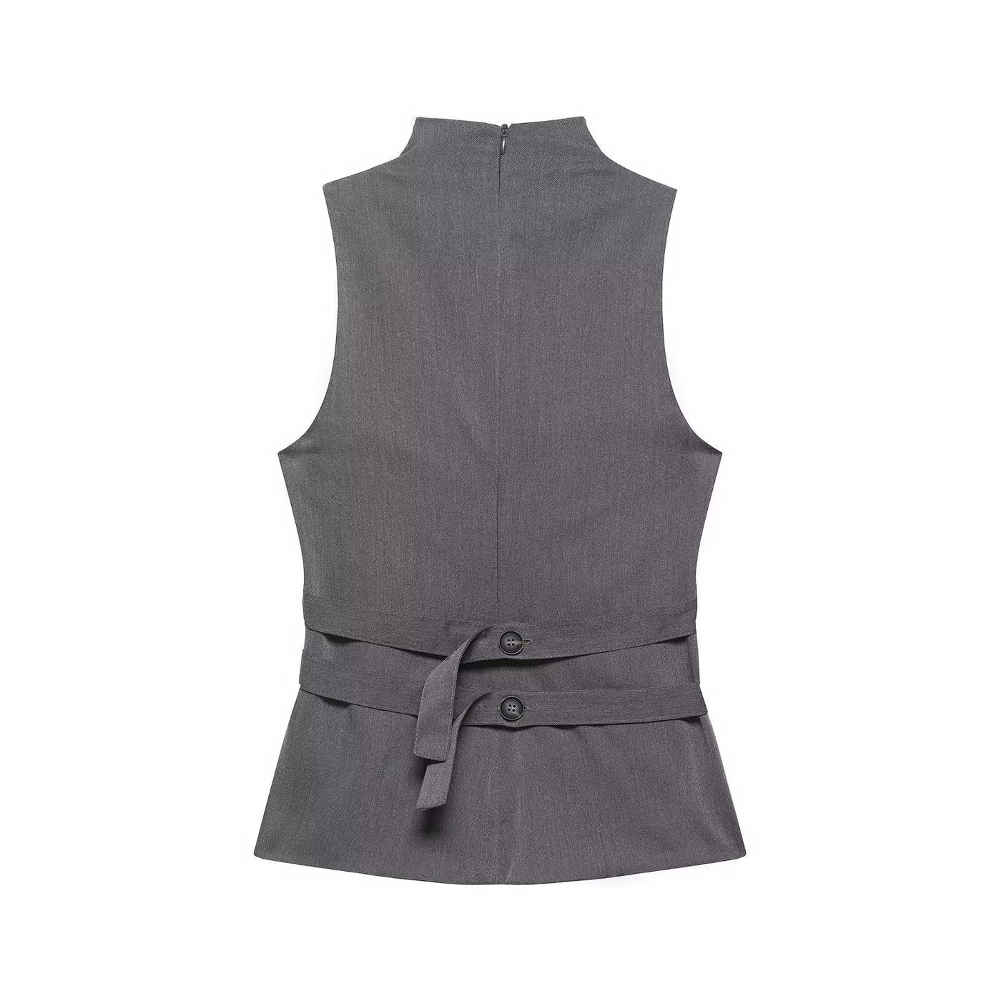 Women Clothing Summer Button Turtleneck Sleeveless Top