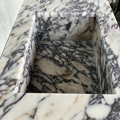 Calacatta Viola Marble Bathroom Vanity Sink Handcrafted Custom Contemporary Style