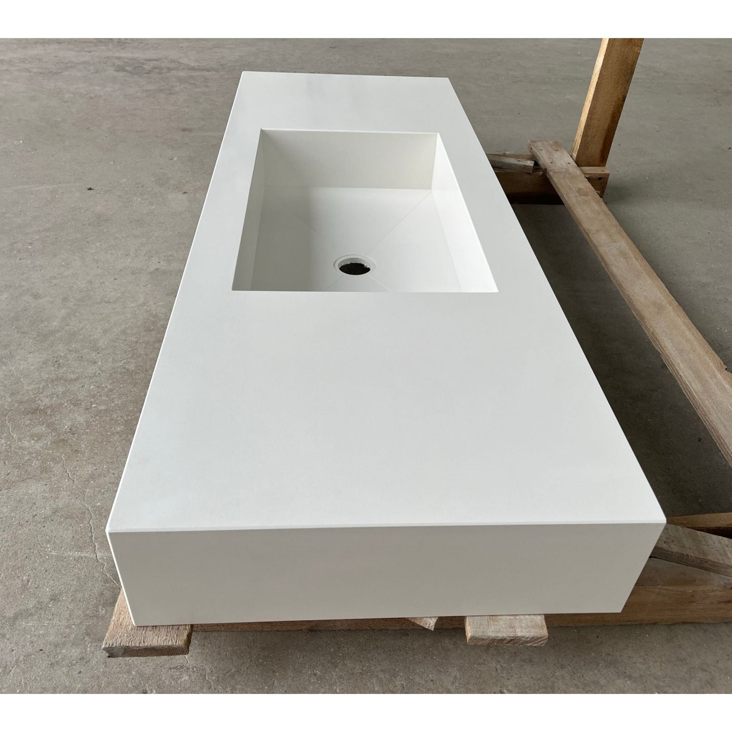 Pure White Quartz Kitchen Sink Handcrafted Engineered Stone Durable Bath Fixture