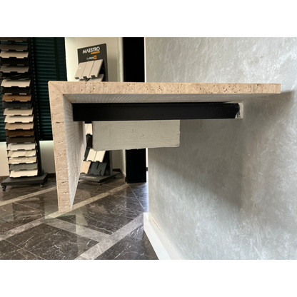 Travertine Beige Handcrafted Custom Bathroom Vanity Sink - Vein-Cut Natural Stone
