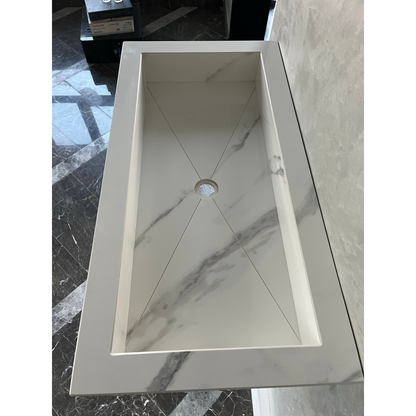 Extra Statuario White Marble Effect Polished Porcelain Wall Mounted Bathroom Vanity Sink