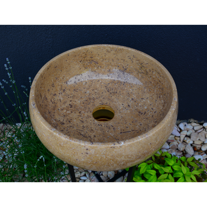 Noce Brown Travertine Vessel Sink - Handcrafted Natural Stone