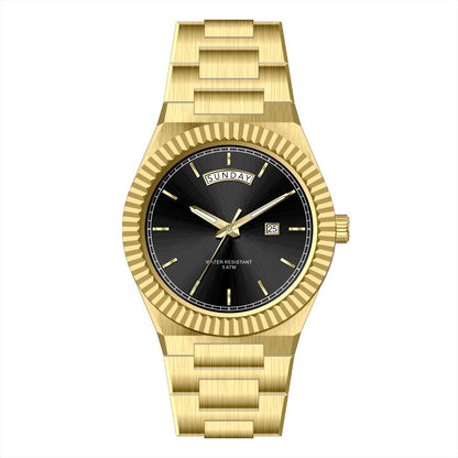 Business Gentleman's Log-Type Quartz Waterproof Steel Strap