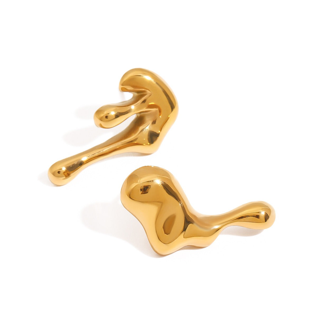 18K gold irregular shape design simple personality earrings