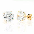 14K Yellow Gold Simulated Diamond Round Stud Earrings