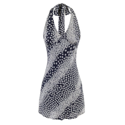 Spring Summer Sleeveless Backless Hip Women Sexy Halter Slim Dress