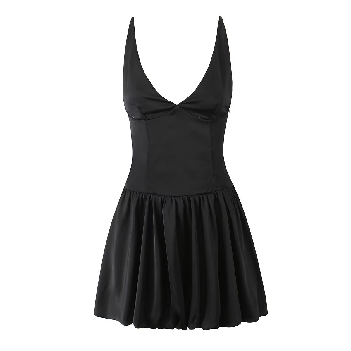 Sexy Deep V Plunge neck with Shoulder Straps Summer Slim Fit Tight Waist Back Strap Sexy Dress