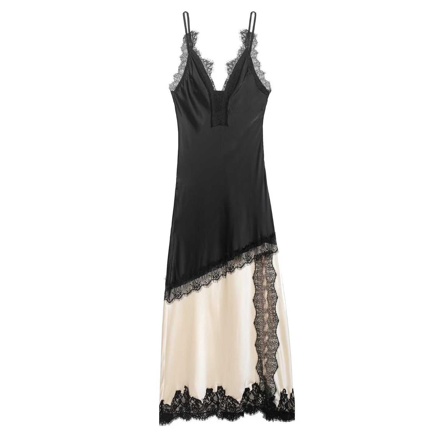 Women Clothing Summer Elegant Lace Splicing Sling Dress Women
