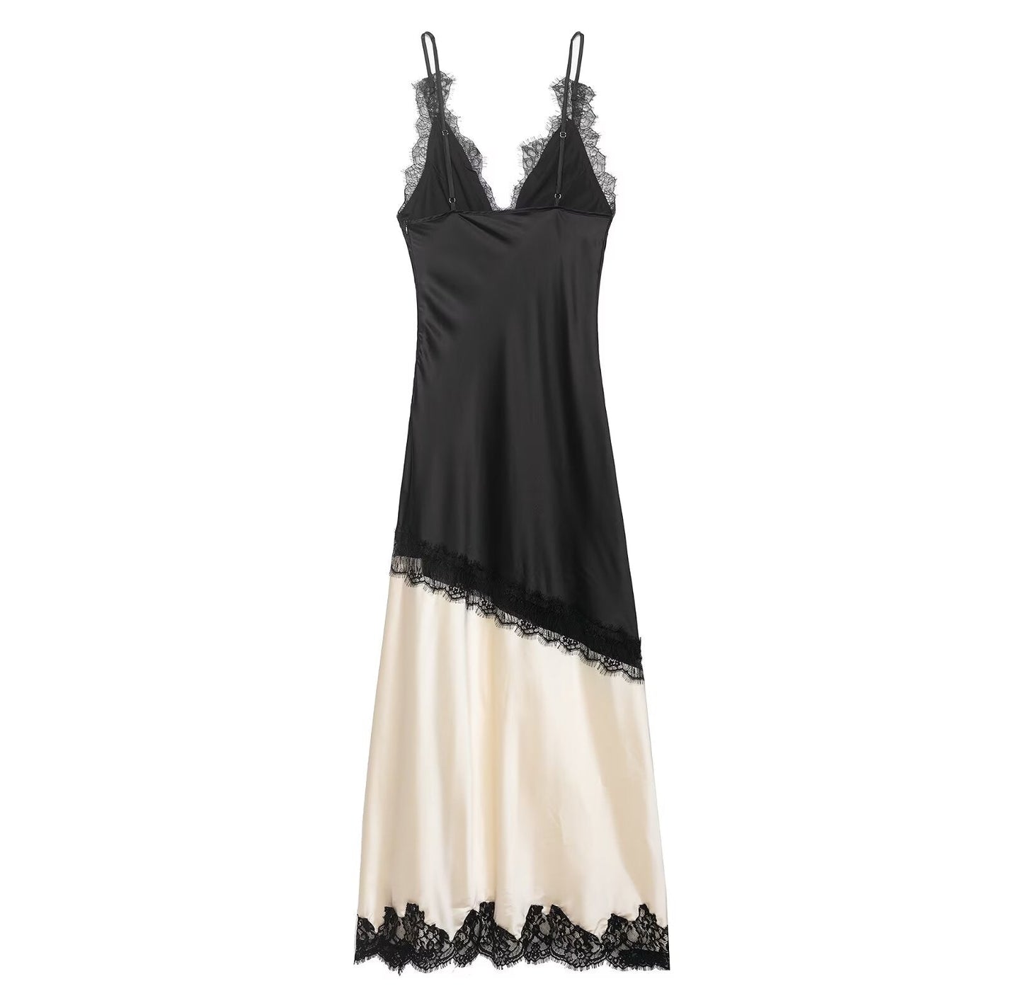 Women Clothing Summer Elegant Lace Splicing Sling Dress Women