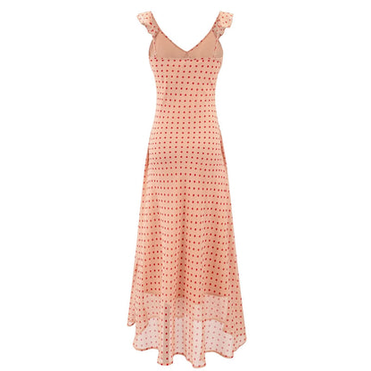 Vacation Green Elegant Dress Women Sexy V neck Flounce Slim Fit Sheath Tea Break Dress
