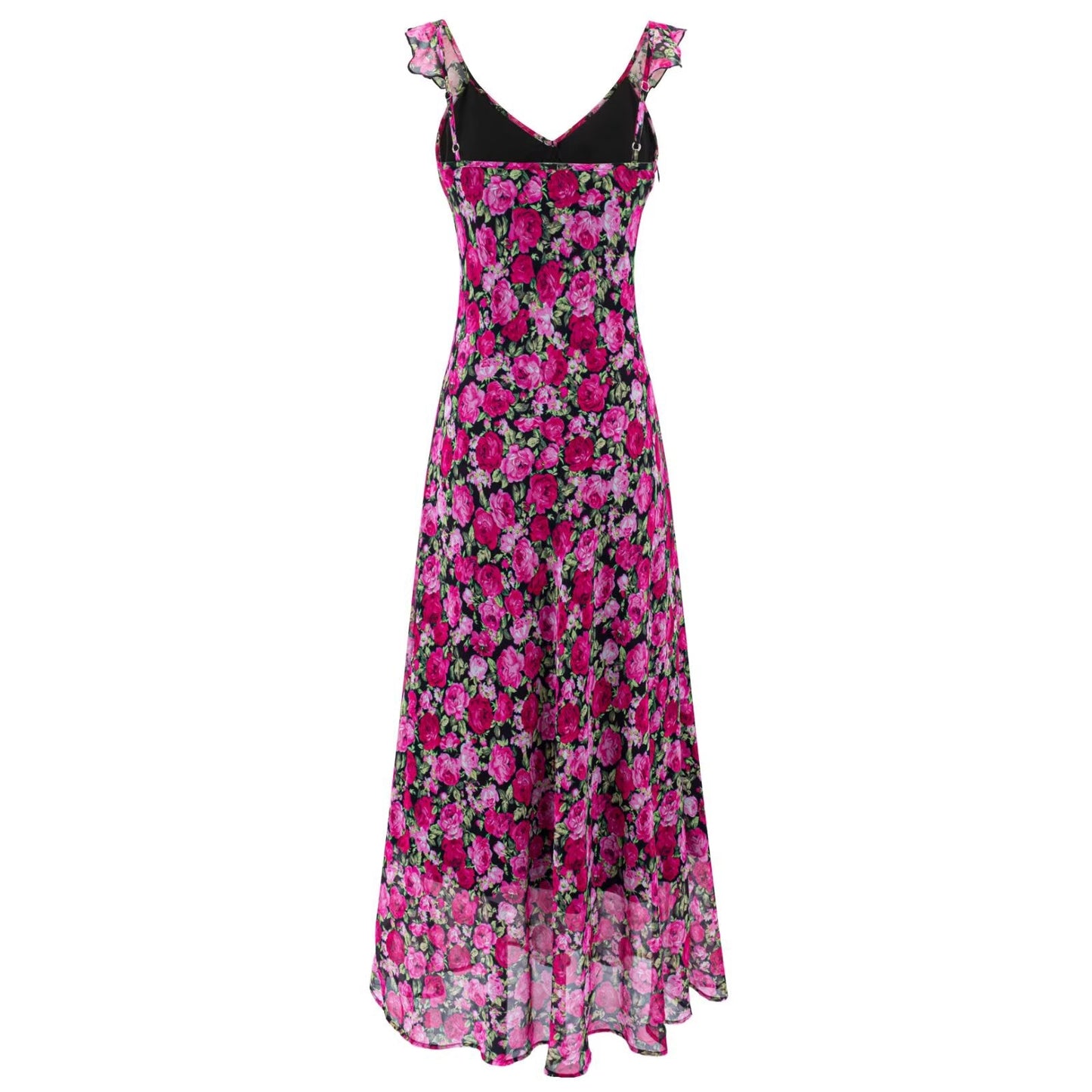 Vacation Green Elegant Dress Women Sexy V neck Flounce Slim Fit Sheath Tea Break Dress