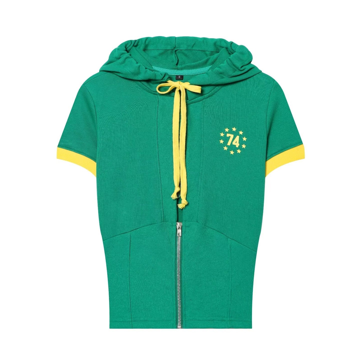 Summer Sexy Design Short Sleeve Zipper Hooded Office Top