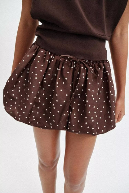 Women Clothing Summer Elastic High Waist Retro All Match Polka Dot Mini Skirt