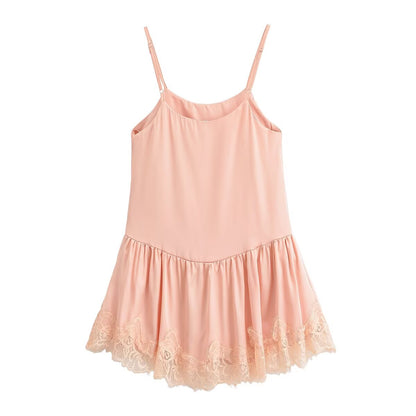 Women Clothing Summer Gentle Lace Satin Suspender Dresses
