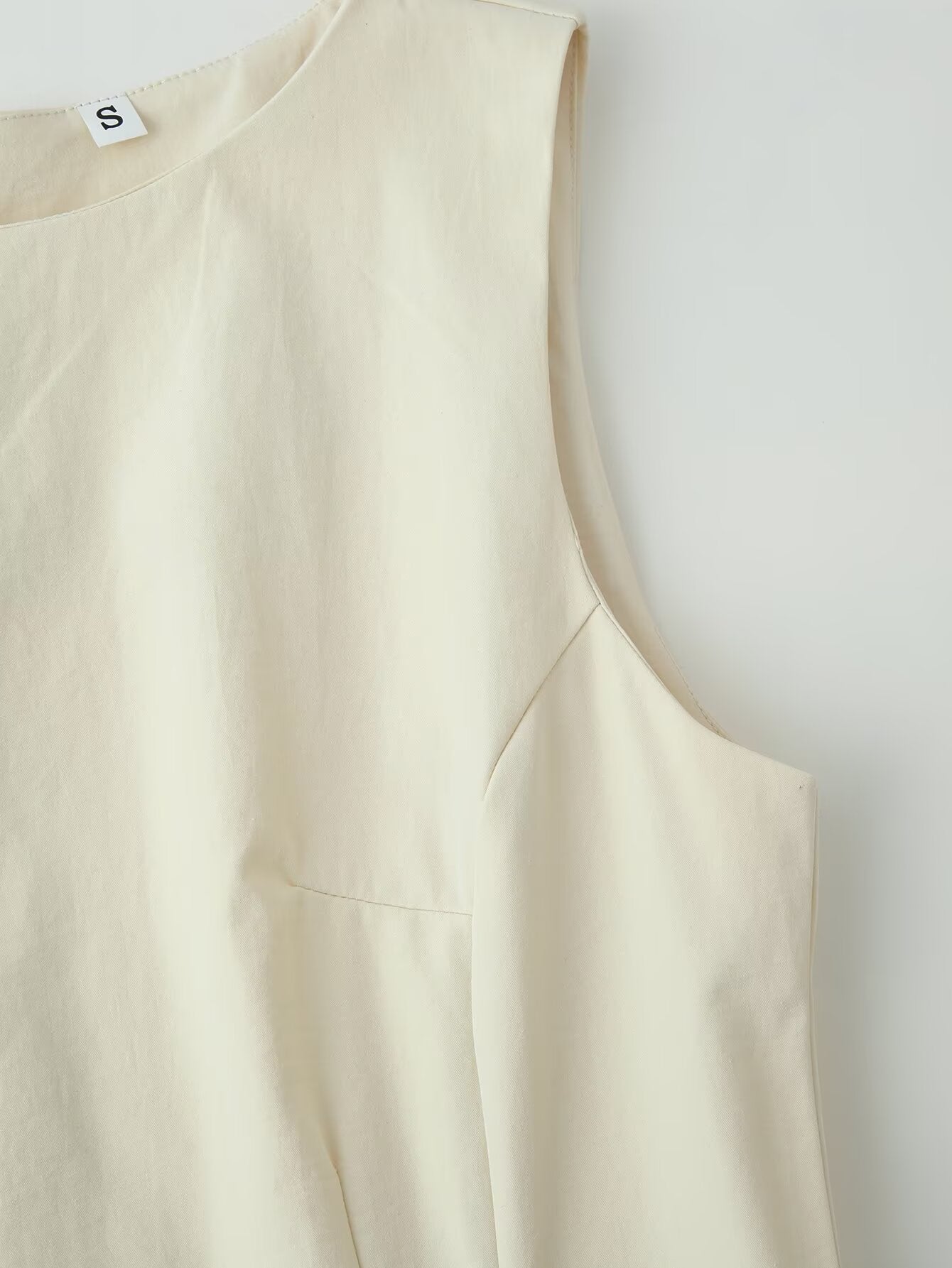 Women Summer Slimming Large Hem Mid Length Round Neck Sleeveless Dress