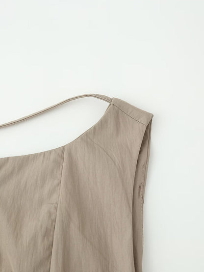 Women Summer Cinched Breasted Design Big Swing Mid Length Dress